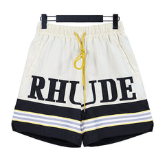 RHUDE Letter Embroidered Stripe Color Block Elastic Shorts