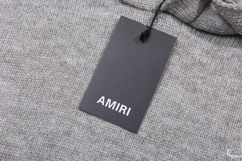 AMIRI Grey Core Knitted Sweater Hoodie