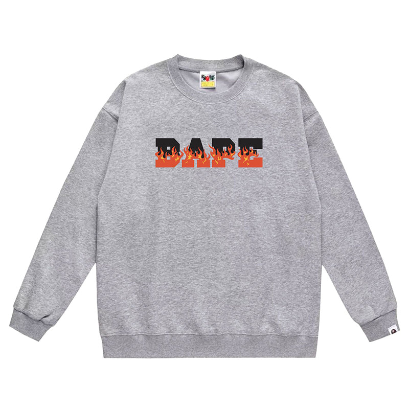 BAPE Flame Letter Print Crew Neck Sweatshirt