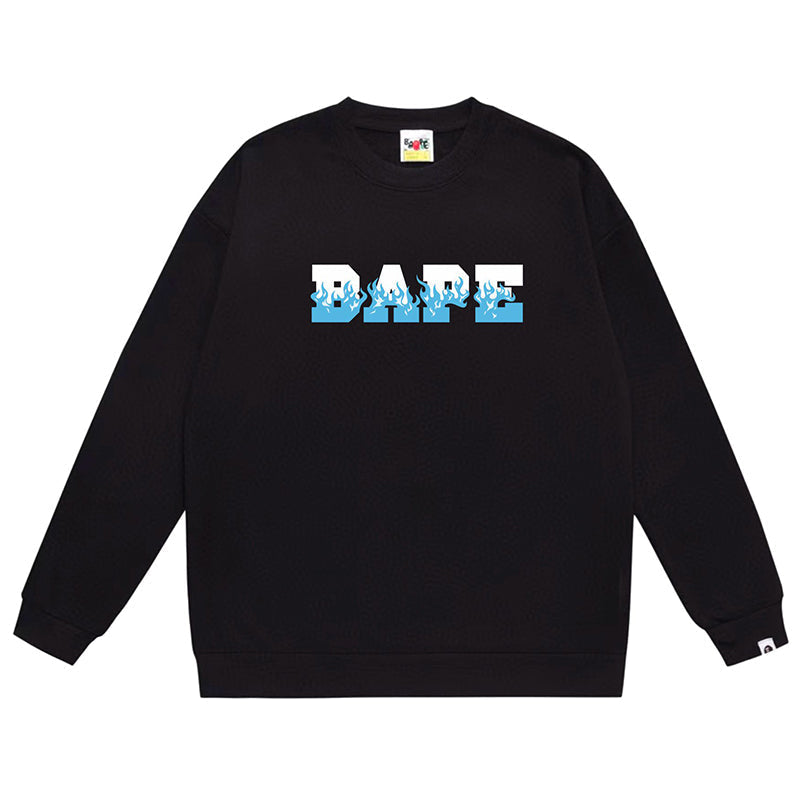 BAPE Flame Letter Print Crew Neck Sweatshirt