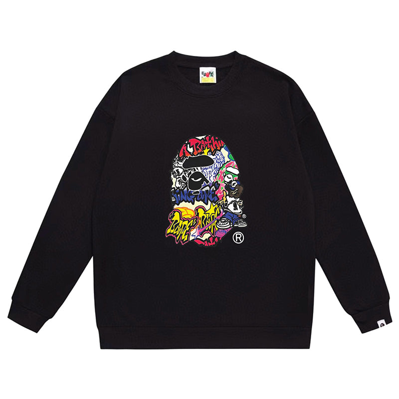 BAPE Ape Head Cartoon Pattern Print Sweatshirt