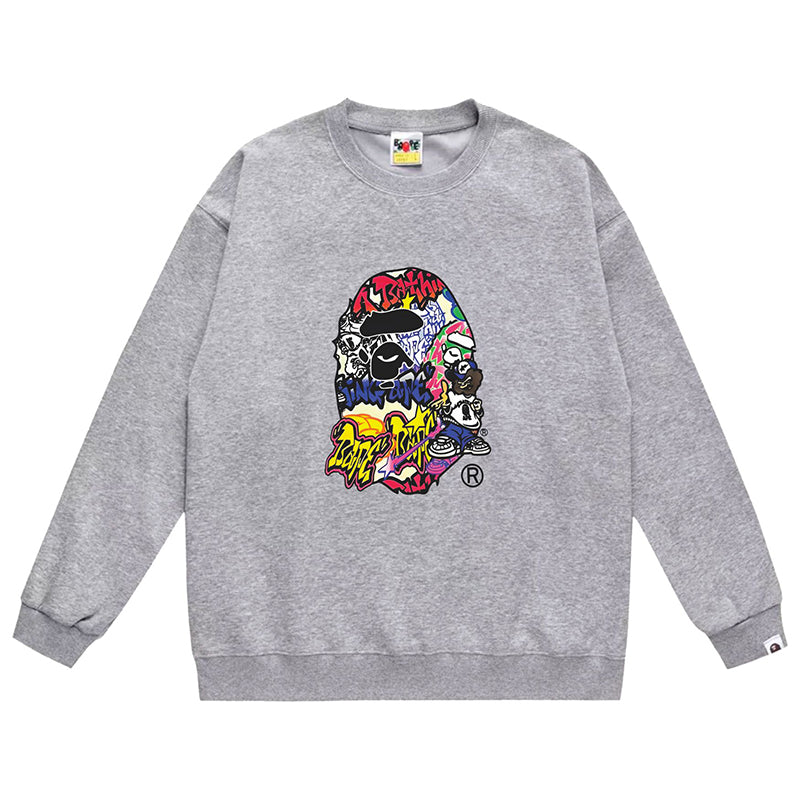 BAPE Ape Head Cartoon Pattern Print Sweatshirt