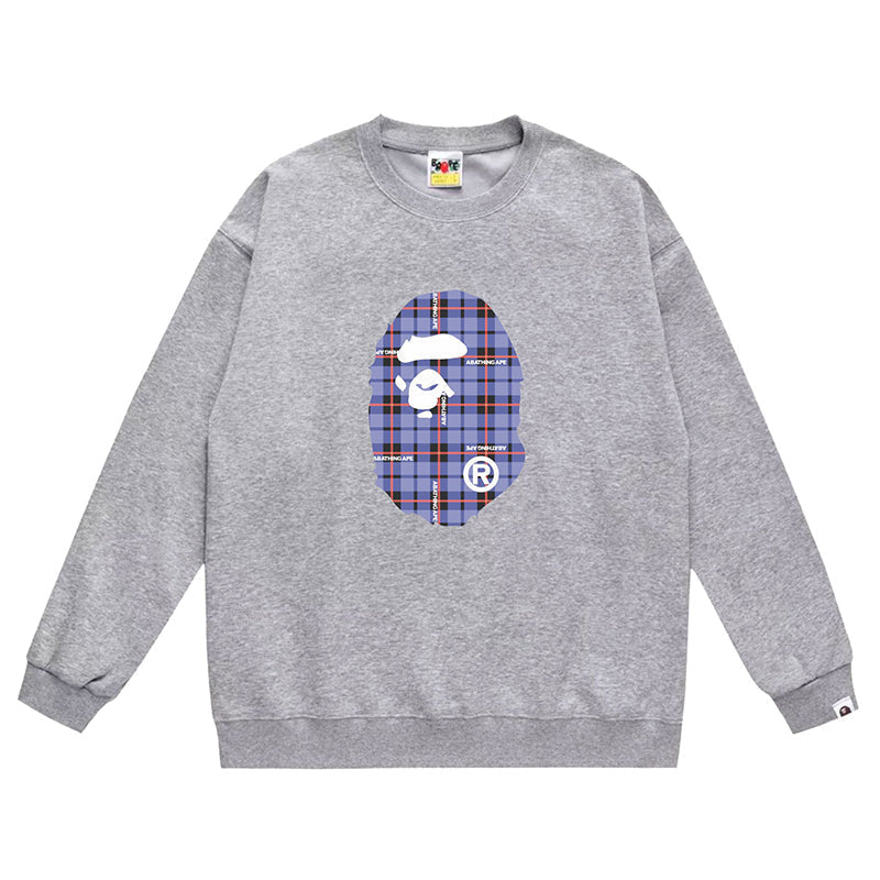 BAPE Ape Head Plaid Pattern Print Sweatshirt