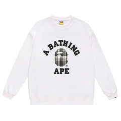 BAPE Ape Head Plaid Pattern Print Sweatshirt