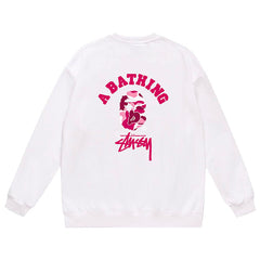 BAPE x Stussy Ape Head Pattern Print Sweatshirt