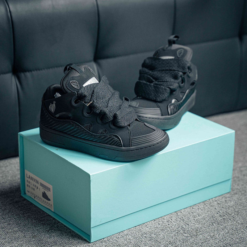 Lanvin Leather Curb Sneaker Black