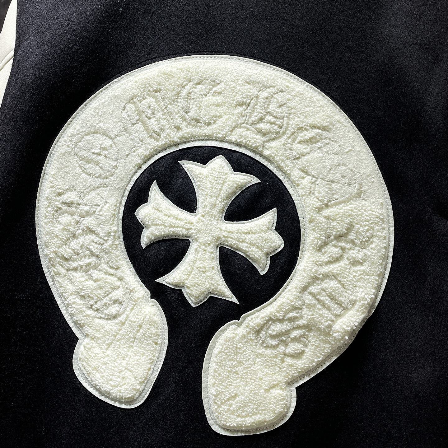 Chrome Hearts Classic Sanskrit Cross Embroidery Baseball Jacket