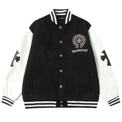 Chrome Hearts Classic Sanskrit Cross Embroidery Baseball Jacket