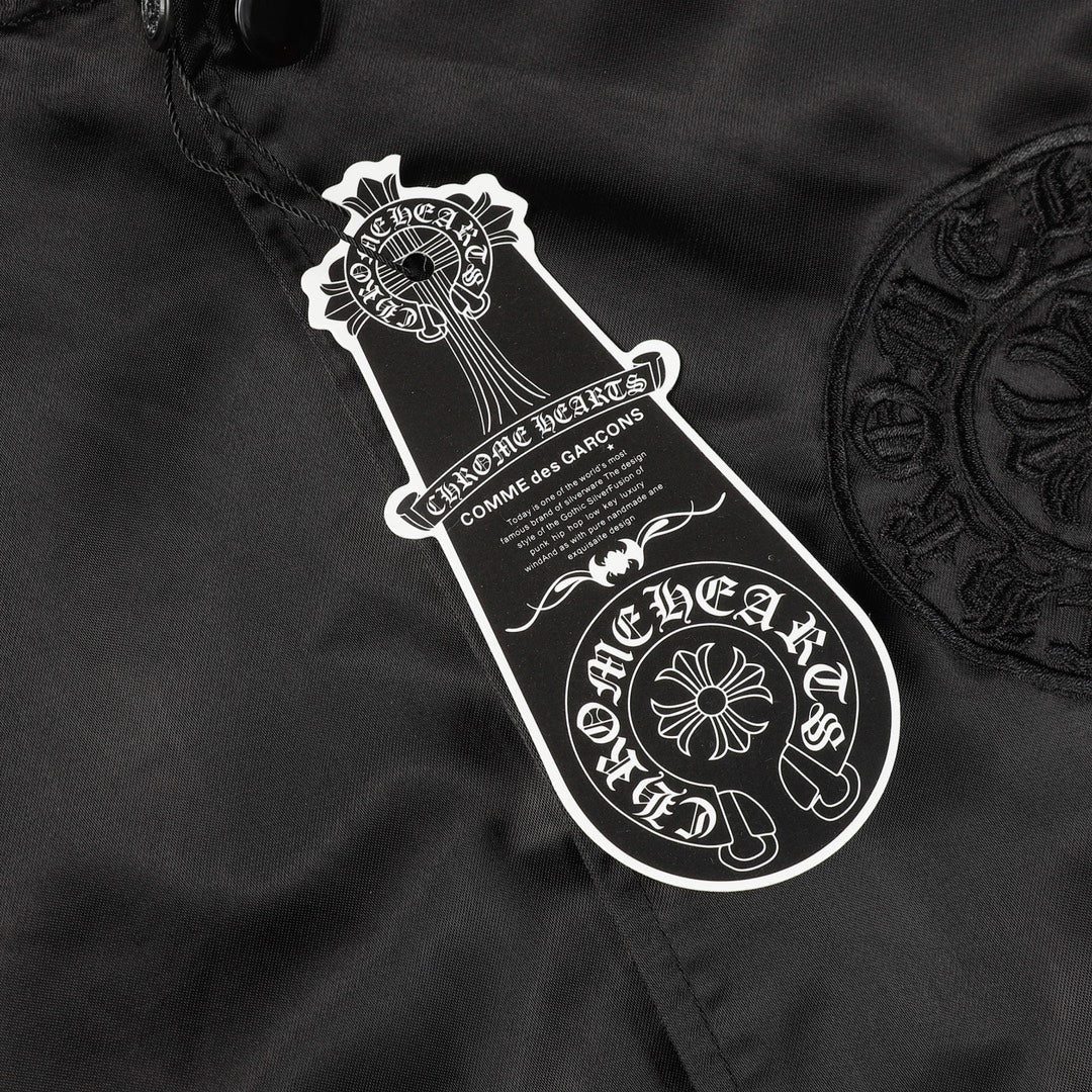 Chrome Hearts Classic Sanskrit Cross Embroidery Baseball Jacket