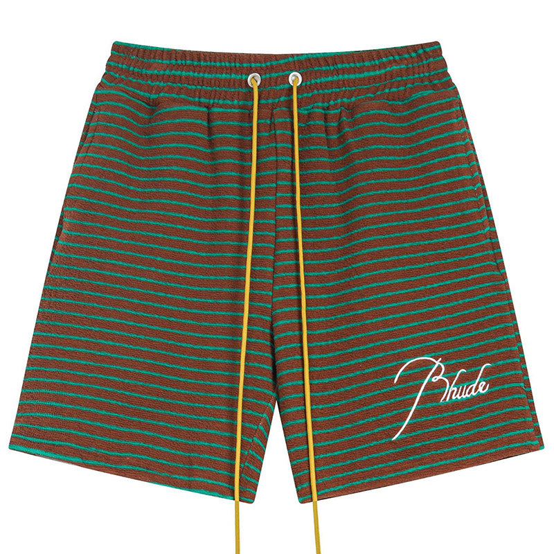 RHUDE Striped Letter Embroidered Casual Shorts