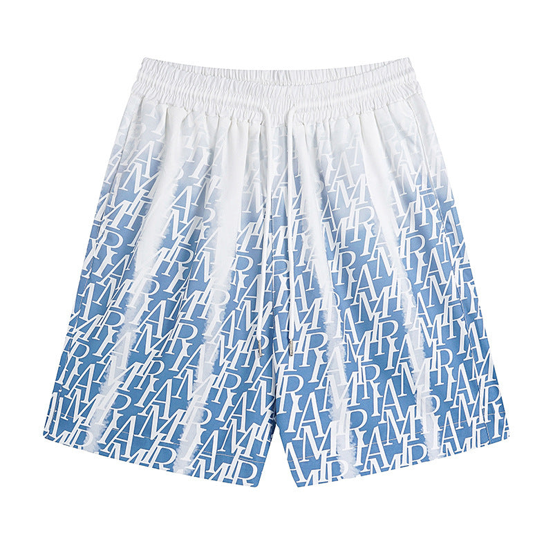 AMIRI logo-print gradient silk shorts