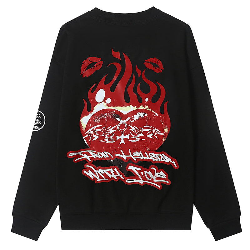 Hellstar Rodman Love Head Flame Print Sweatshirts