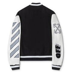 OFF WHITE Leather wool Varsity Jacket