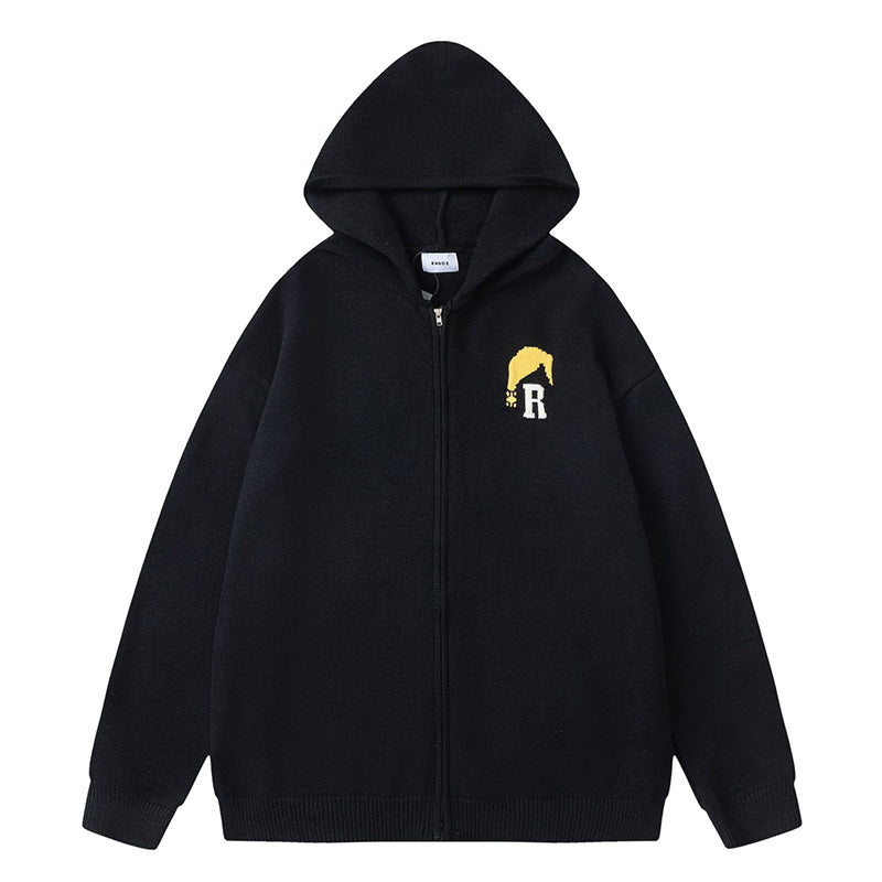 RHUDE Sunset Snow Mountain Cardigan Hooded Sweater