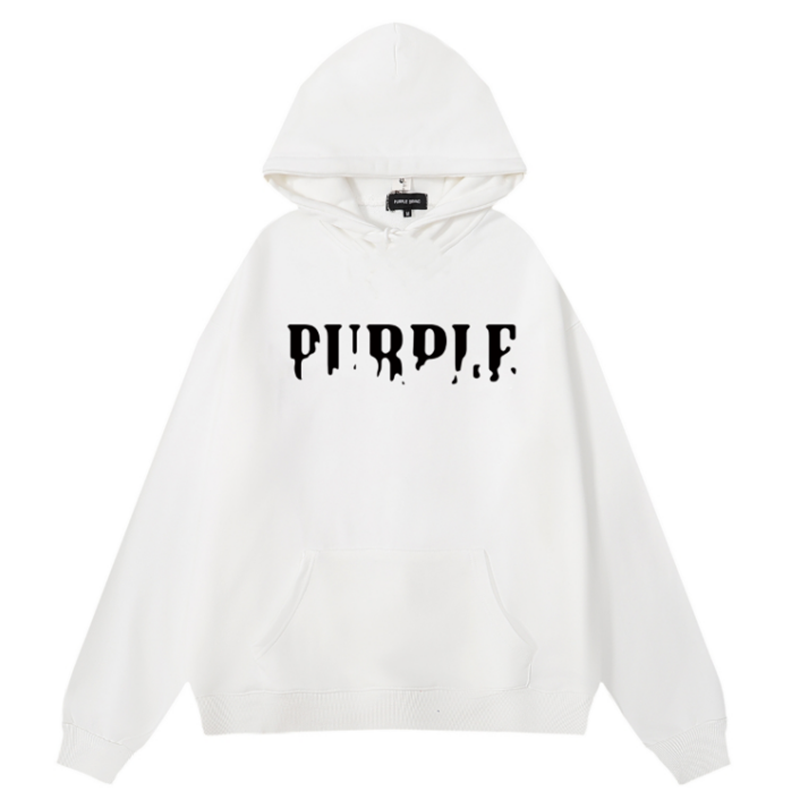 Purple Brand Logo Pattern Printed Hoodie