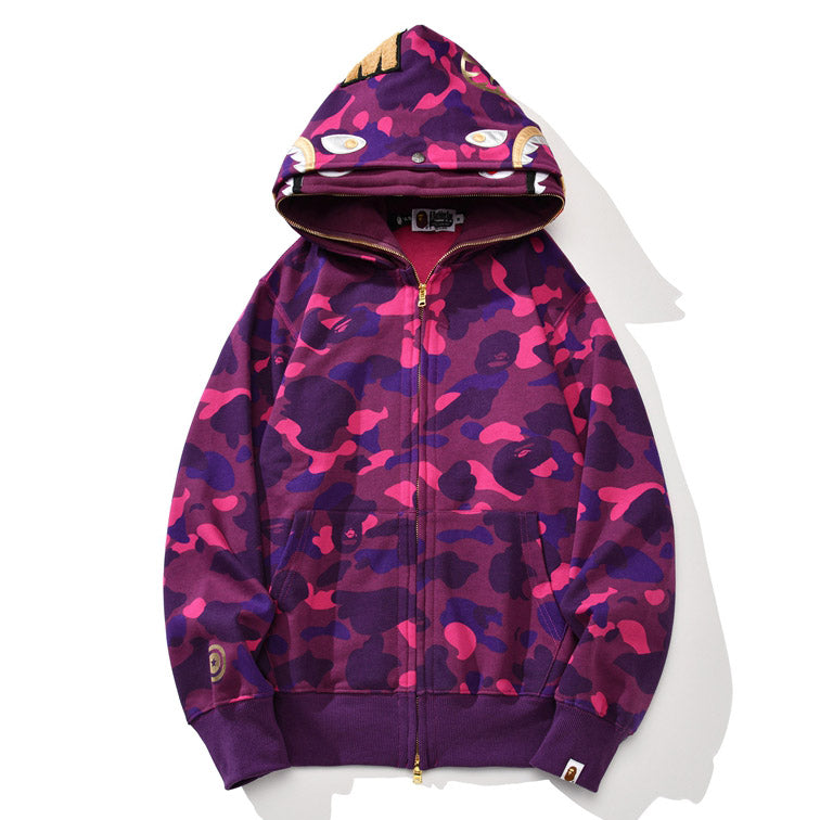 Bape camo double shark full zip hoodie