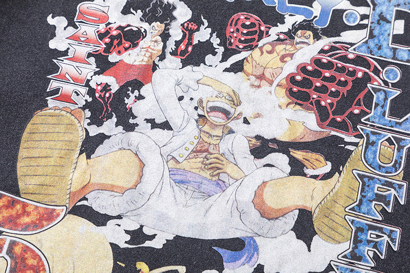 Saint Michael One Piece Luffy Vintage Finish Print T-Shirt