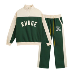 RHUDE Contrast Varsity cotton sweatshirt pant sets