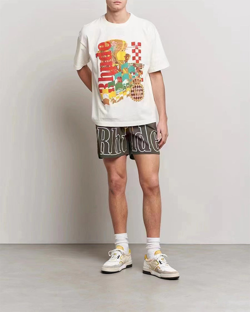 RHUDE 3M Reflective Letters Mesh Drawstring Shorts