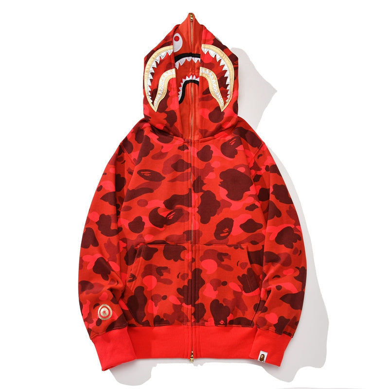 Bape camo double shark full zip hoodie