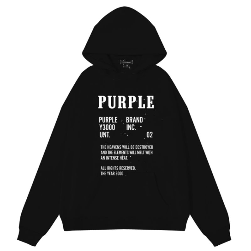 Purple Brand Logo Pattern Printed Hoodie