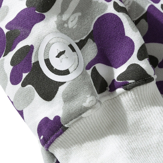 BAPE Purple Camo Shark Zipper Double Hoodie