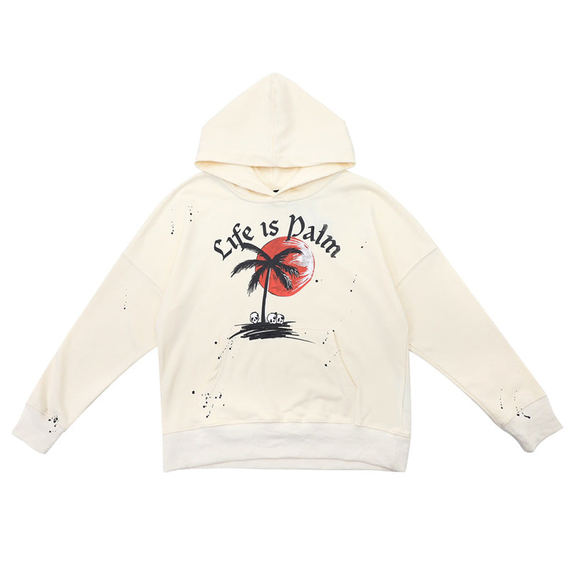 Palm Angels slogan-print paint splatter hoodie