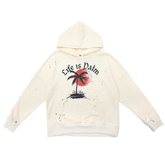 Palm Angels slogan-print paint splatter hoodie