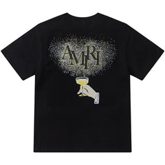 AMIRI  Crystal Embellished Champagne Logo T-Shirts