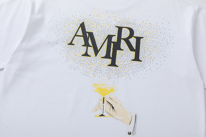 AMIRI  Crystal Embellished Champagne Logo T-Shirts