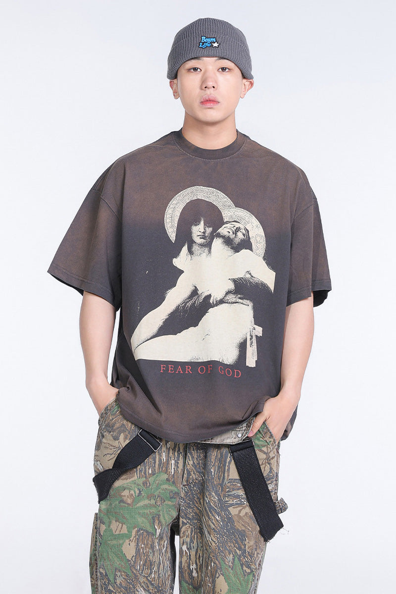 FEAR OF GOD Notre Dame Cathedral Painted Print T-Shirts