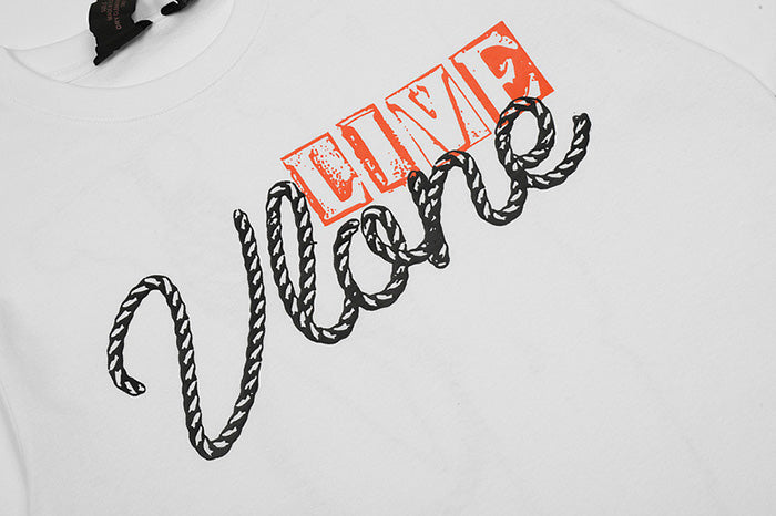 VLONE Rope Letter Big V Print Hip Hop T-Shirt