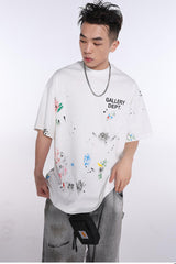 GALLERY DEPT. Paint-Splattered Logo-Print Cotton-Jersey T-Shirt