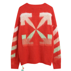 OFF WHITE Christmas red arrow mohair crew neck sweater