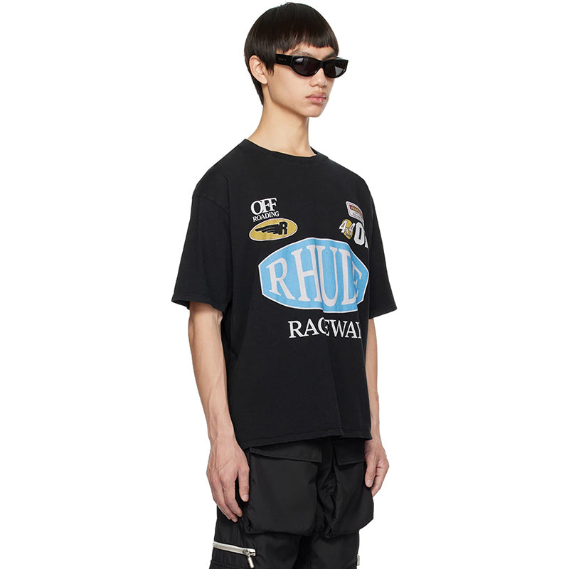 RHUDE Motorsports Track Letter Print T-Shirt