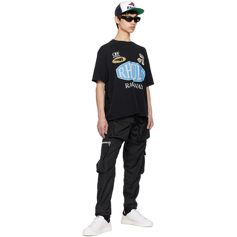 RHUDE Motorsports Track Letter Print T-Shirt