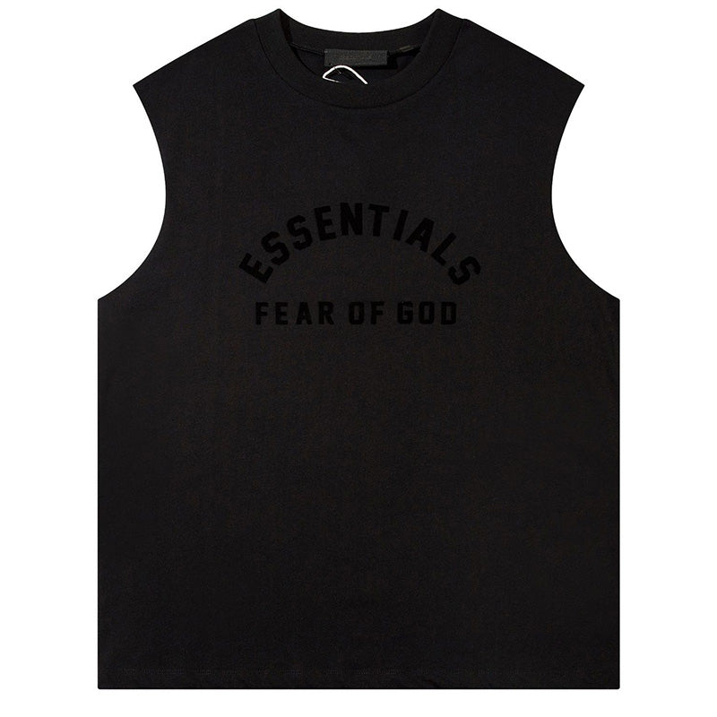 FEAR OF GOD Flocked letter crew neck Sleeveless T-Shirts