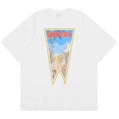 RHUDE Rhude Oil Painting Clock Coconut Tree Print T-Shirts