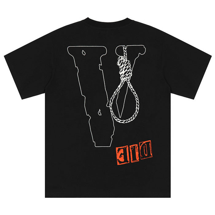 VLONE Rope Letter Big V Print Hip Hop T-Shirt