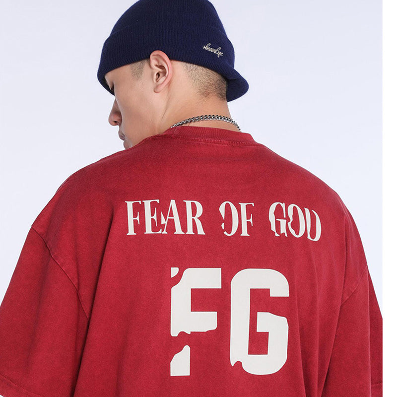 FEAR OF GOD 1977 flocked and glued FOG VINTAGE washed short-sleeves