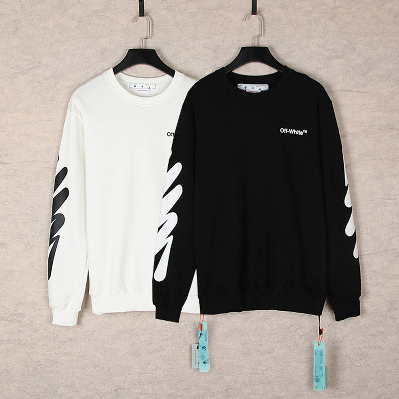 OFF WHITE Wavy Arrows Pattern Crewneck Sweatshirts